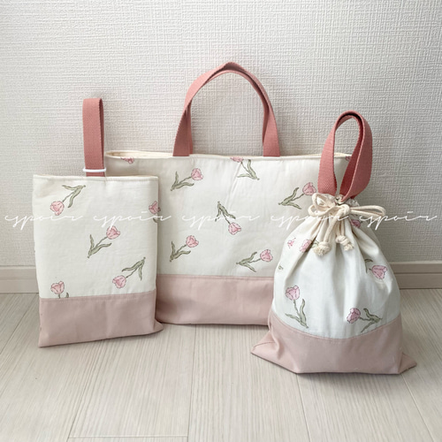 レースが可愛いくすみカラーの入園入学3点セット☆レッスン レースが可愛いくすみカラーの入園入学3点セット☆レッスン