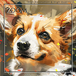 【犬花爛漫 - ウェルシュコーギー犬 No.1】モダンアートポスター 犬の絵 犬の絵画 犬のイラスト 3枚目の画像