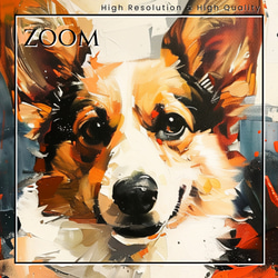 【犬花爛漫 - ウェルシュコーギー犬 No.2】モダンアートポスター 犬の絵 犬の絵画 犬のイラスト 3枚目の画像