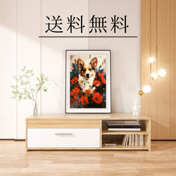 【犬花爛漫 - ウェルシュコーギー犬 No.2】モダンアートポスター 犬の絵 犬の絵画 犬のイラスト 4枚目の画像
