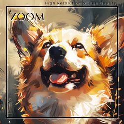 【犬花爛漫 - ウェルシュコーギー犬 No.3】モダンアートポスター 犬の絵 犬の絵画 犬のイラスト 3枚目の画像