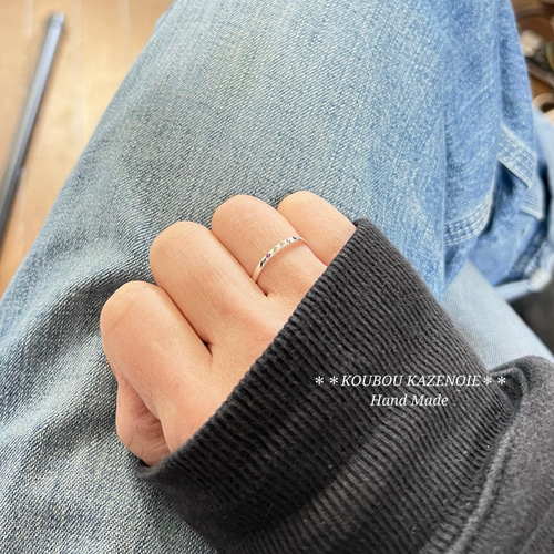 5石入り登場♪silver950製◇選べる♪小さな天然石のリング◇1号から