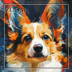 【犬花爛漫 - ウェルシュコーギー犬 No.4】モダンアートポスター 犬の絵 犬の絵画 犬のイラスト 3枚目の画像