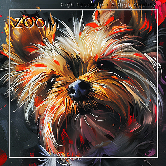 【犬花爛漫 - ヨークシャーテリア犬 No.3】モダンアートポスター 犬の絵 犬の絵画 犬のイラスト 3枚目の画像