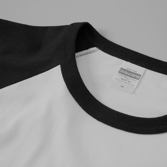 ラグランTシャツ【ブラック】 刺繍ワッペン WEDNESDAY GYM HOOPS JUMP SWISH 3枚目の画像
