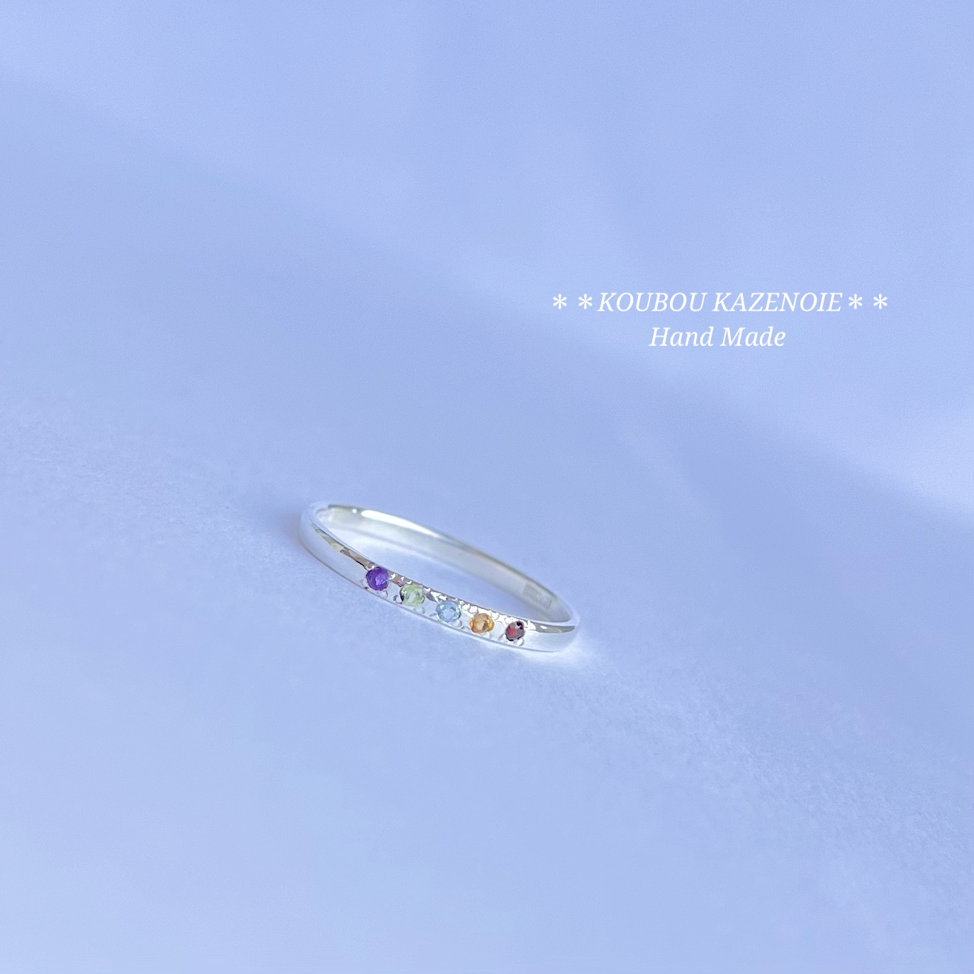 5石入り登場♪silver950製◆選べる♪小さな天然石のリング◆1号から制作可能♪　受注制作