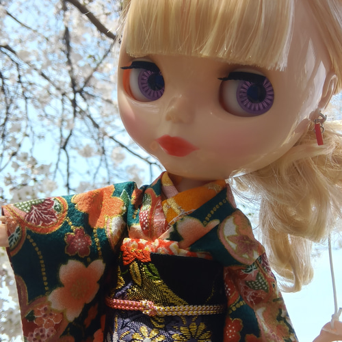 ブライスちゃん・リカちゃん 振袖＆帯セット 206 緑×黒 おもちゃ