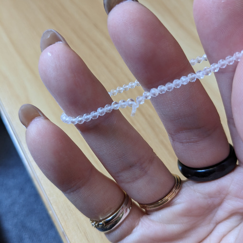 水晶 ブレスレット 15cm 天然石 素材…64面カット 2mm