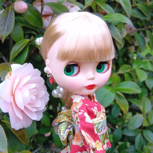 ブライスちゃん・リカちゃん 振袖＆帯セット 205 チェリーピンク