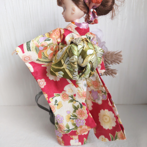 ブライスちゃん・リカちゃん 振袖＆帯セット 205 チェリーピンク