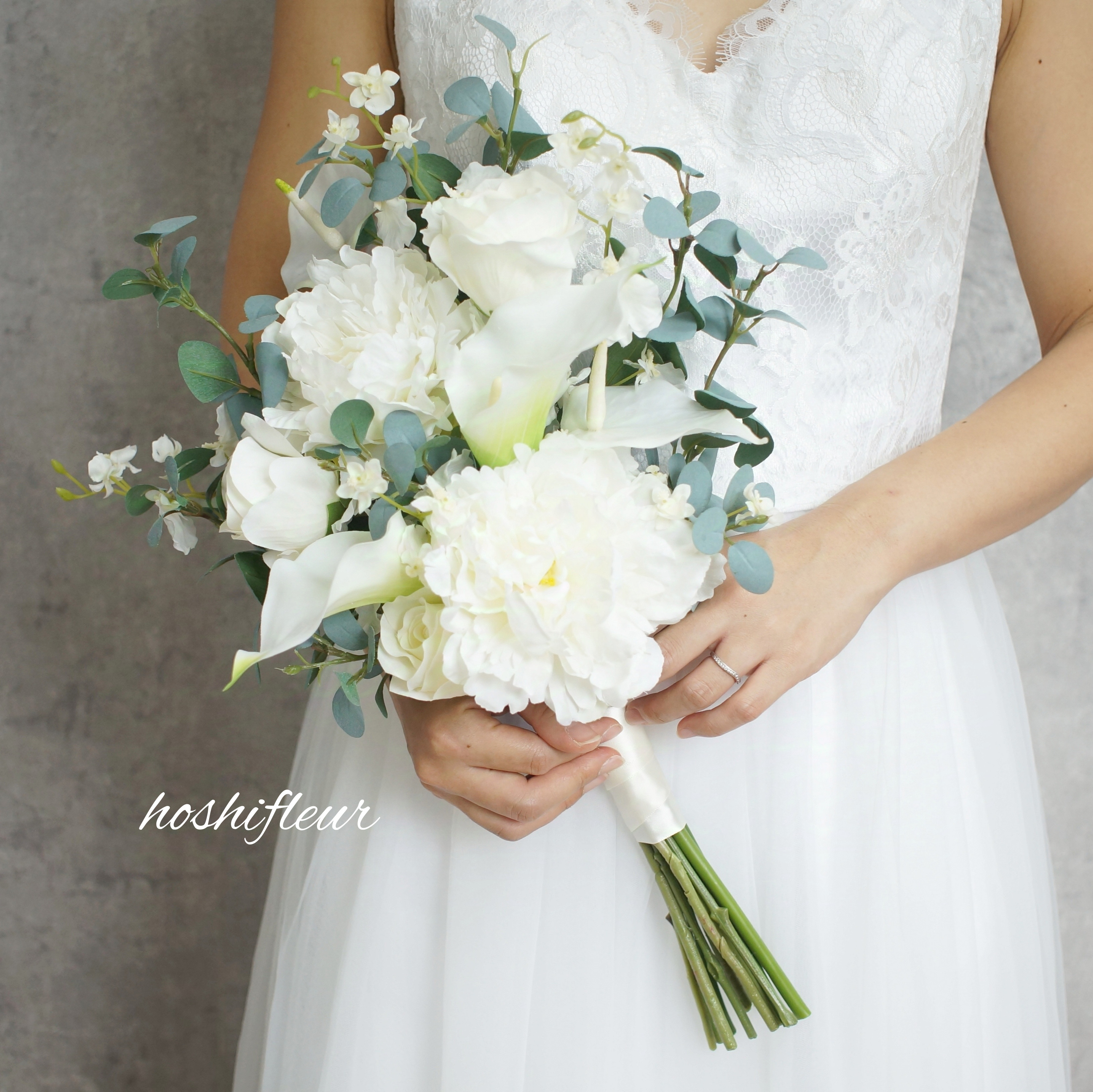 ウェディンブーケ&ブートニア縦抱きブーケ♡カラーブーケウエディングブーケ白造花ブーケ結婚式白ブーケ造花ブーケ白