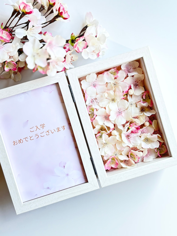 【送料無料】フォトフレーム　写真立て　桜　お祝い　人気　合格　卒業　入学　可愛い　上品　おしゃれ　長持ち　造花　 3枚目の画像