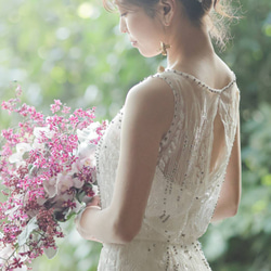 ヘッドドレス 結婚式　花嫁 ヘアアクセサリー ウェディング ブライダル　ゴールドフラワー ラフクォーツ ヘアピン 6枚目の画像