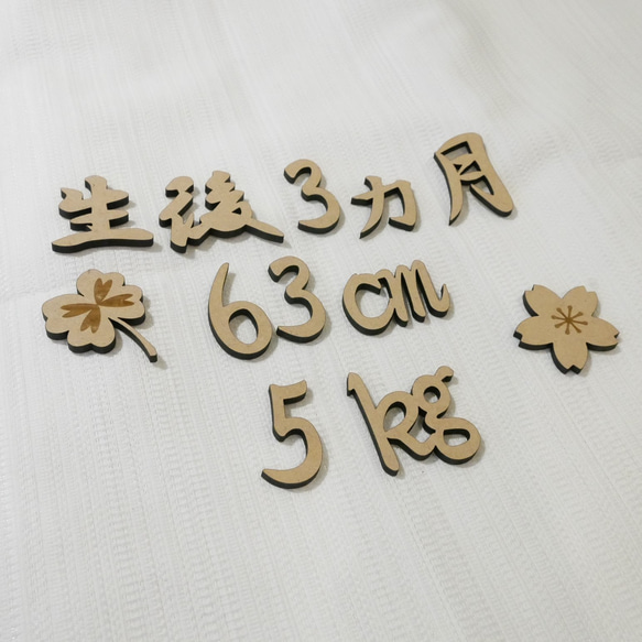 【漢字】木製バナー 数字のマンスリーカード　月齢カード　命名書　木製数字 ベビー用品 3枚目の画像