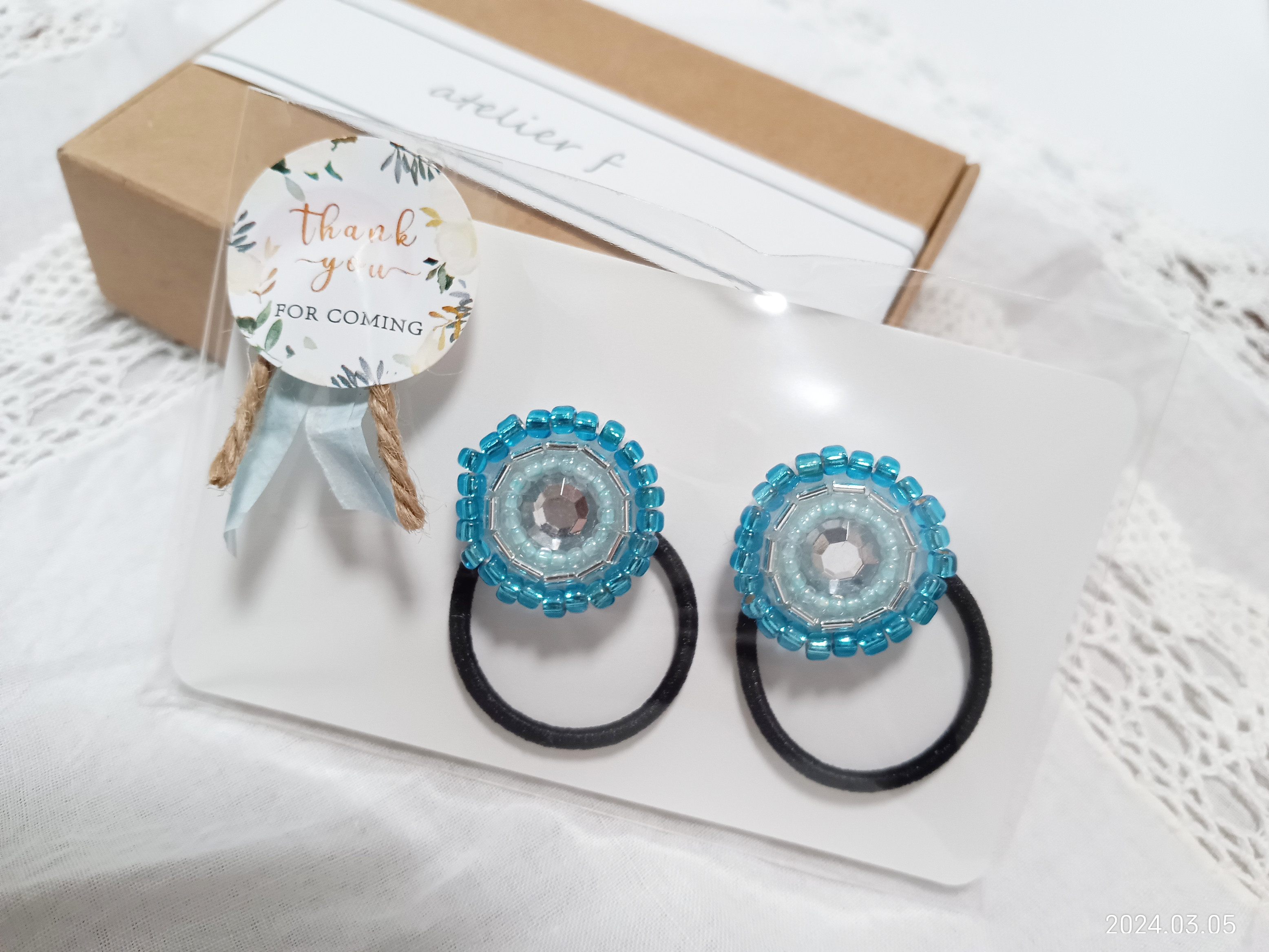 141cL ブルーハートパール　キッズヘアゴム　プリンセス　ヘアアクセサリー 141cL ブルーハートパール キッズヘアゴム プリンセス ヘア