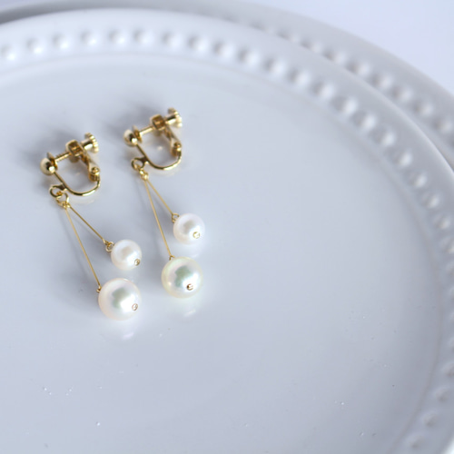 本真珠のイヤリング 揺れます。 あこや本真珠 揺れるイヤリング イヤリング・ノンホールピアス akoya