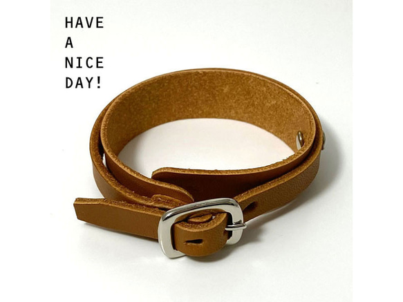 送料無料 レザー ブレスレット リストバンド 2重巻き 牛革 本革