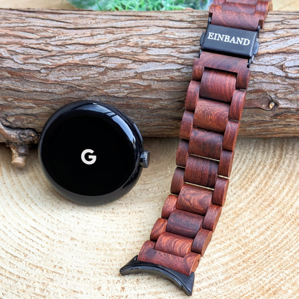 【木錶帶】EINBAND Google Pixel Watch 天然木質木錶帶【紫檀】 第1張的照片