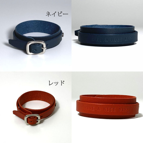 7色2サイズ レザー ブレスレット リストバンド 2重巻き 牛革 本革