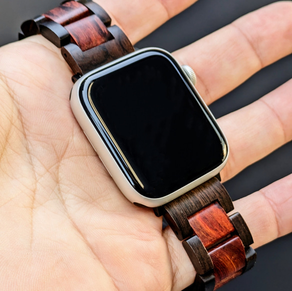 [木錶帶] EINBAND Apple Watch 天然木材 20mm [烏木 x 紫檀] 第6張的照片