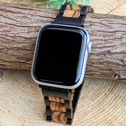 [木錶帶] EINBAND Apple Watch 天然木材 20mm [烏木 x 斑馬木] 第2張的照片