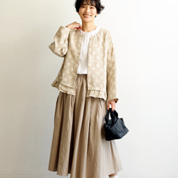 優雅的波點下擺荷葉邊外套，採用優質100%法國亞麻布料製成。 240306-1 第10張的照片