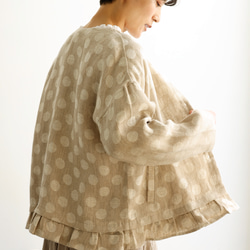 優雅的波點下擺荷葉邊外套，採用優質100%法國亞麻布料製成。 240306-1 第16張的照片