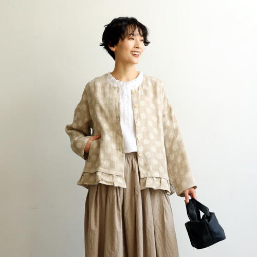 美品】MaxMara スプリングジャケット リボンベルト フリル リネン100