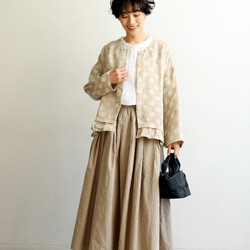 優雅的波點下擺荷葉邊外套，採用優質100%法國亞麻布料製成。 240306-1 第9張的照片