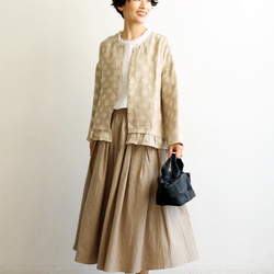 優雅的波點下擺荷葉邊外套，採用優質100%法國亞麻布料製成。 240306-1 第7張的照片