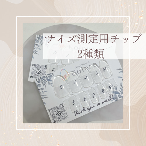 【高品質】 サイズ測定用チップ2種類 ネイルチップ（つけ爪） nail-colore ネイルチップ・付け爪