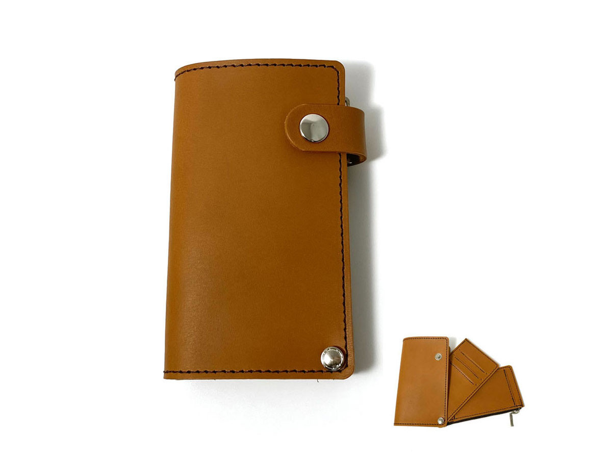 送料無料 ピボット式 レザー ウォレット ミニマル ミニマム コンパクト 財布 カード入れ 革小物 ブラウン