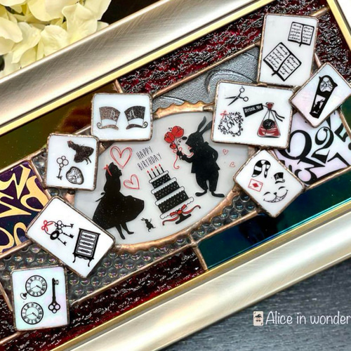 ステンドグラス Alice in wonderland パネル その他インテリア雑貨