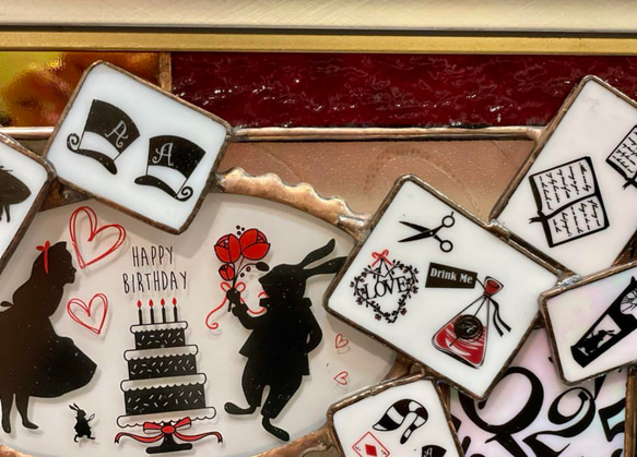 ステンドグラス　Alice in wonderland パネル in wonderland