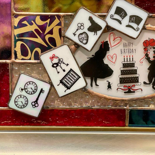 ステンドグラス　Alice in wonderland パネル ステンドグラス Alice in wonderland パネル その他インテリア