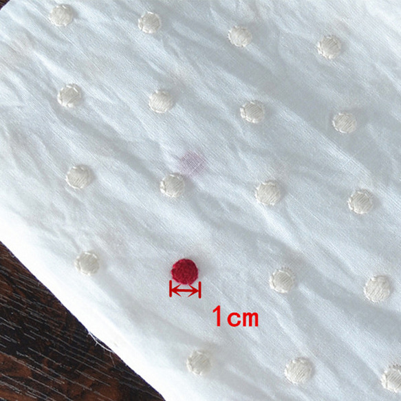 ラミー麻100%刺繍生地 ドット柄 夏の綿麻生地 4枚目の画像