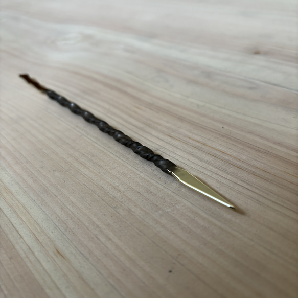 ソイルスティック　根かき棒　アンティーク　月刀（約幅4mm 長さ20cm） 3枚目の画像