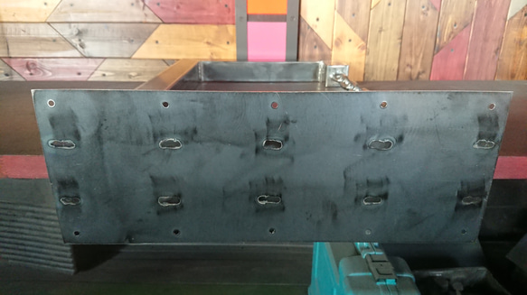 マットホワイトでアイアンな極太＆鉄管鉄脚♪ 50×400×650mm 呂型 2脚ver. ダイニングテーブル スチール 50mm 3mm 400mm 奥行