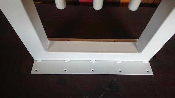 マットホワイトでアイアンな極太＆鉄管鉄脚♪ 50×400×650mm 呂型 2脚ver. ダイニングテーブル スチール 50mm 3mm 400mm 奥行