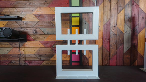 マットホワイトでアイアンな極太＆鉄管鉄脚♪ 50×400×650mm 呂型 2脚ver. ダイニングテーブル スチール 50mm 3mm 400mm 奥行