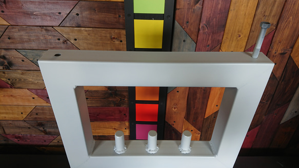 マットホワイトでアイアンな極太＆鉄管鉄脚♪ 50×400×650mm 呂型 2脚ver. ダイニングテーブル スチール 50mm 3mm 400mm 奥行