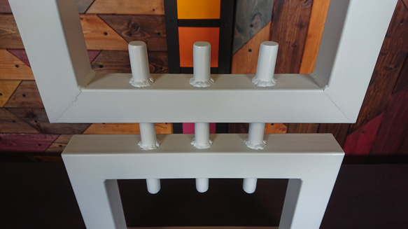 マットホワイトでアイアンな極太＆鉄管鉄脚♪ 50×400×650mm 呂型 2脚ver. ダイニングテーブル スチール 50mm 3mm 400mm 奥行