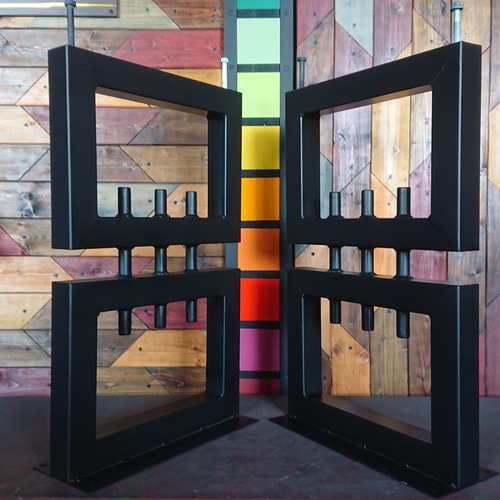 マットブラックでアイアンな極太鉄脚♪ 50×650×300mm □型 2脚ver マットグレーでアイアンな極太鉄脚♪ 50×400×650mm ♢型 2脚ver.