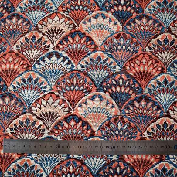 スカラップ柄 ゴブラン織り 生地 ジャガード織り 民族調 几何学模様 10枚目の画像