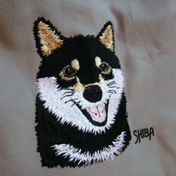 黒柴犬　刺繍トートバック　 5枚目の画像