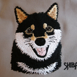 黒柴犬　刺繍トートバック　 4枚目の画像