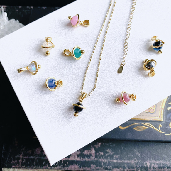 惑星の天然石 ネックレスチャーム ロイヤルブルータイガーアイ 2枚目の画像