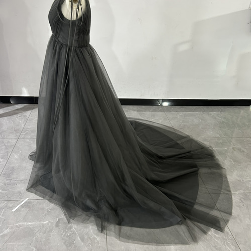 人気上昇！パーティードレス グレー キャミソール Vネック 二次会/演奏  