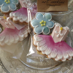【3袋セット】ピンクチュチュ&お花のアイシングクッキー　/ プチギフト　ウェディング　バレエ 3枚目の画像