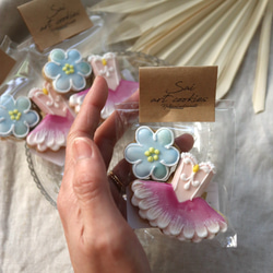 【3袋セット】ピンクチュチュ&お花のアイシングクッキー　/ プチギフト　ウェディング　バレエ 2枚目の画像